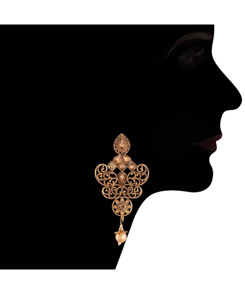 Traditional Stone Studded Pearl Choker Jewellery Set Earring With Maang Tikka For Women