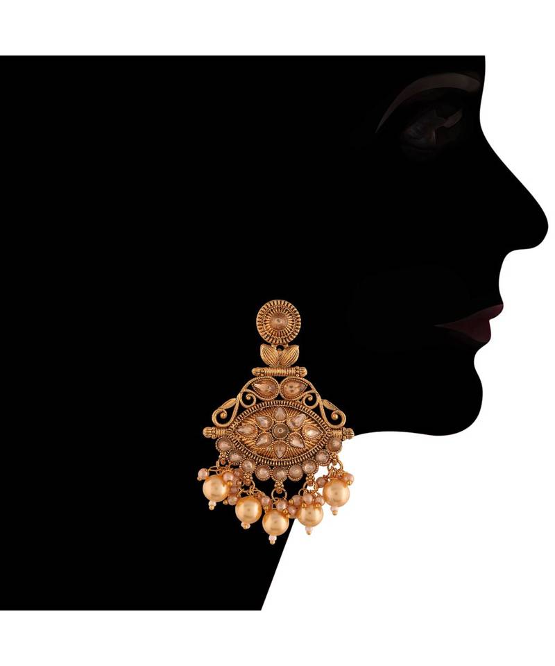 Traditional Gold Plated Stone Studded Pearl Choker Jewellery Set Earring With Maang Tikka For Women