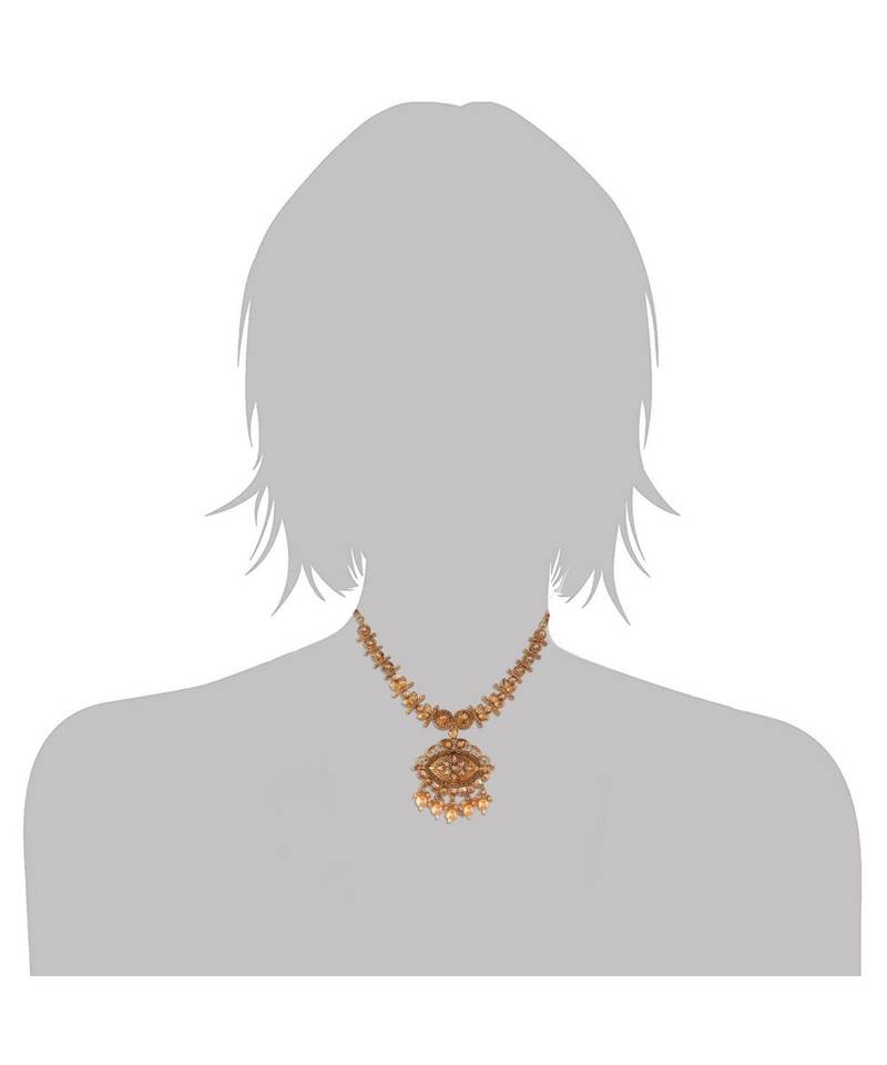 Traditional Gold Plated Stone Studded Pearl Choker Jewellery Set Earring With Maang Tikka For Women