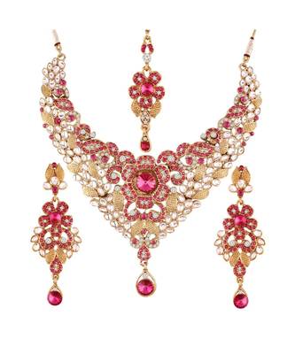 Traditional Gold Plated Necklace Jewellery Set With Maang Tikka For Women 1