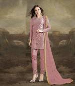 Light Pink Brown Super Net Pakistani Style Salwar Suit