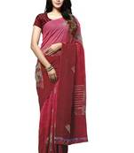 Pink printed georgette saree with blouse