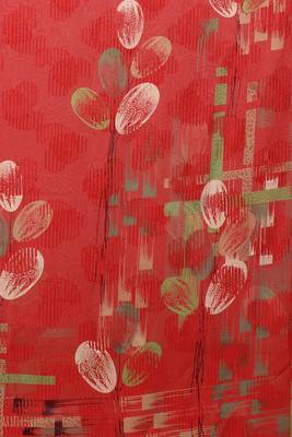 Red printed georgette saree with blouse 3
