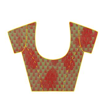Red printed georgette saree with blouse 4