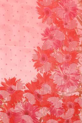 Pink printed georgette saree with blouse 3