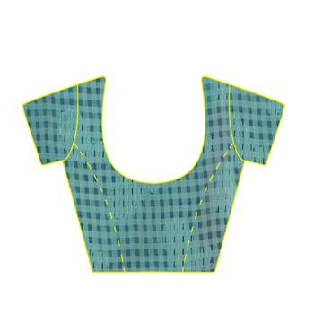 Turquoise printed georgette saree with blouse 4