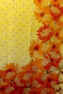 Yellow printed georgette saree with blouse 3