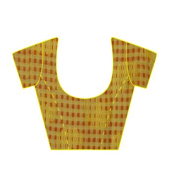 Yellow printed georgette saree with blouse 4