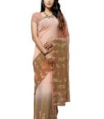 Peach printed georgette saree with blouse
