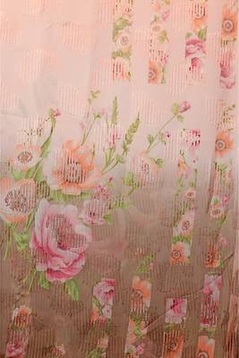 Peach printed georgette saree with blouse 3