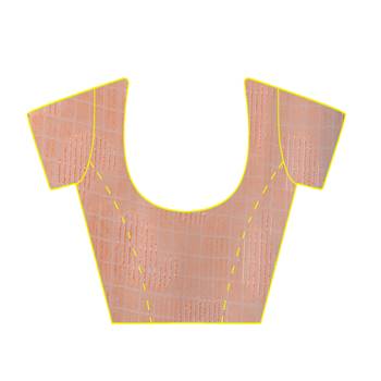 Peach printed georgette saree with blouse 4