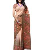 Peach printed georgette saree with blouse