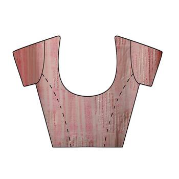 Peach printed georgette saree with blouse 4