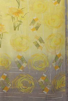 Yellow printed georgette saree with blouse 3