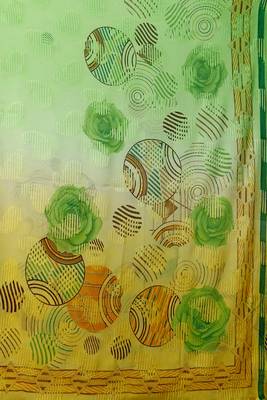 Green printed georgette saree with blouse 3