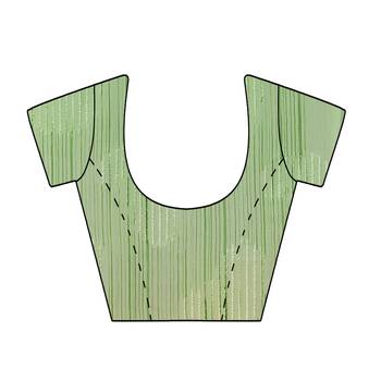 Green printed georgette saree with blouse 4