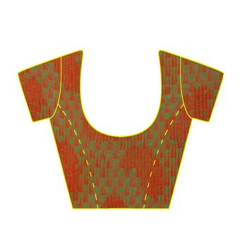 Red printed georgette saree with blouse 3