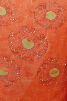 Orange printed georgette saree with blouse 3