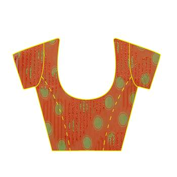 Orange printed georgette saree with blouse 4
