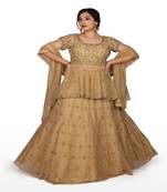 Gold Hand Work Net Ethnic With Blouse