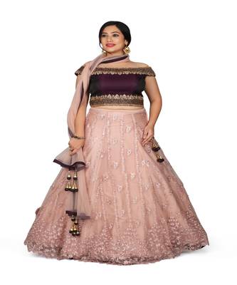 Wine Peach Hand Work Silk & Net Ethnic With Blouse 1