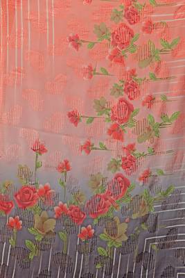 Pink printed georgette saree with blouse 4