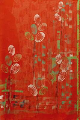 Red printed georgette saree with blouse 4