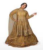 Gold Hand Work Net Ethnic With Blouse