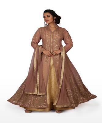 Brown Hand Work Georgette Ethnic 1