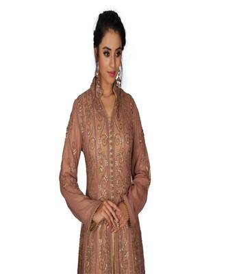 Brown Hand Work Georgette Ethnic 3