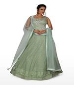 Mint Green Hand Work Net Ethnic With Blouse