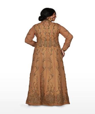 Brown Hand Work Georgette & Brocade Ethnic 2