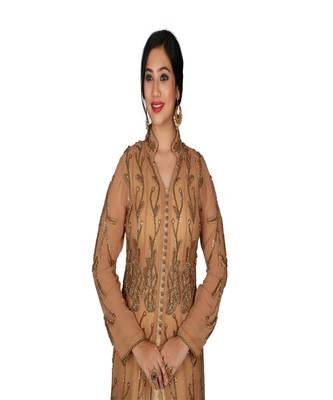 Brown Hand Work Georgette & Brocade Ethnic 3