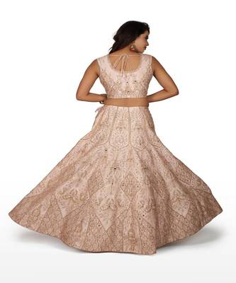 Light Peach Machine & Hand Silk Ethnic With Blouse 2