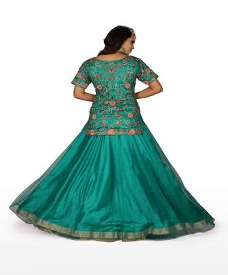 peacock green hand work net ethnic 2