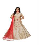 cream machine work silk ethnic with blouse