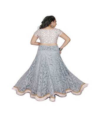 Pink & Grey Hand Work Net Ethnic 2