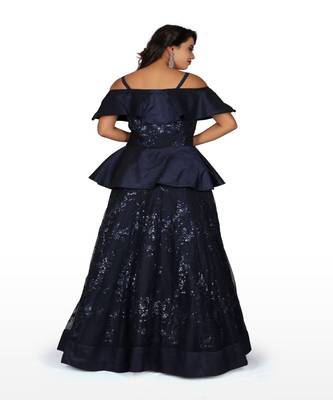 navy blue machine work silk & net 2