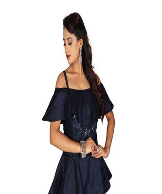 navy blue machine work silk & net 3