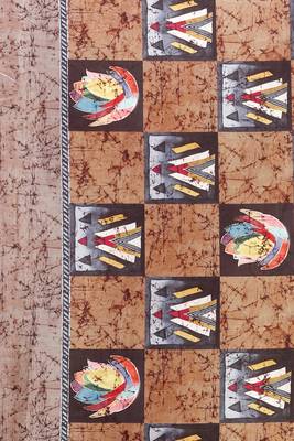 Beige printed tussar silk saree with blouse 3