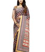 Multicolor printed tussar silk saree with blouse