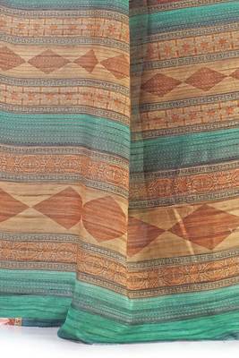 Multicolor printed tussar silk saree with blouse 3