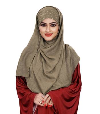 Women Viscose Cotton Instant Moti Patta Pearl Work Scarf Hijab 1