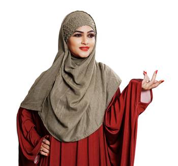 Women Viscose Cotton Instant Moti Patta Pearl Work Scarf Hijab 4