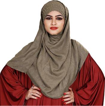Women Viscose Cotton Instant Moti Patta Pearl Work Scarf Hijab 5
