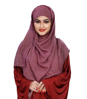 Women Viscose Cotton Instant Moti Patta Pearl Work Scarf Hijab 1