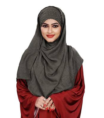 Women Viscose Cotton Instant Moti Patta Pearl Work Scarf Hijab 1