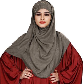 Women Viscose Cotton Instant Moti Patta Pearl Work Scarf Hijab 4