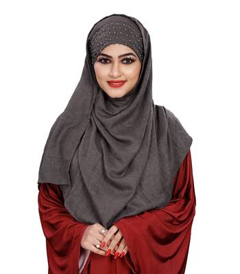 Women Viscose Cotton Instant Moti Patta Pearl Work Scarf Hijab 1