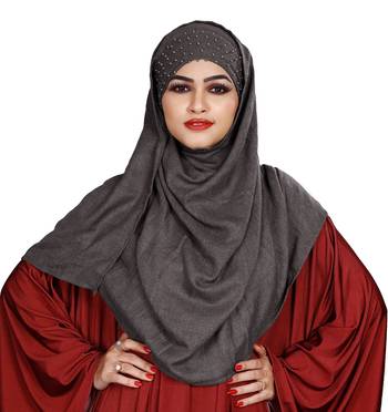 Women Viscose Cotton Instant Moti Patta Pearl Work Scarf Hijab 4